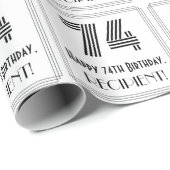 74e verjaardag: Art Deco geïnspireerde stijl "74"  Cadeaupapier (Rol Hoek)
