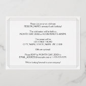 74e verjaardag: Art Deco Kijk "74" en naam Folie Uitnodiging (Achterkant)