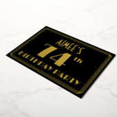 74e verjaardag: Art Deco Kijk "74", met naam Folie Uitnodiging (Gedraaid)