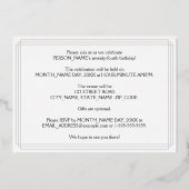 74e verjaardag: Art Deco Kijk "74", met naam Folie Uitnodiging (Achterkant)