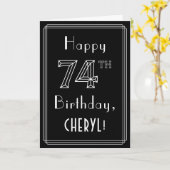 74e verjaardag: Art Deco Style # 74 en aangepaste Kaart (Gele Bloem)