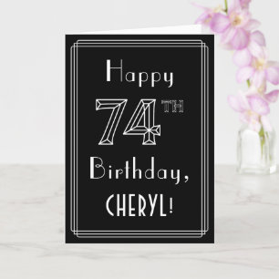 74e verjaardag: Art Deco Style # 74 en aangepaste  Kaart