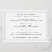 74e verjaardag — Art Deco Style "74" + Naam Folie Uitnodiging (Achterkant)