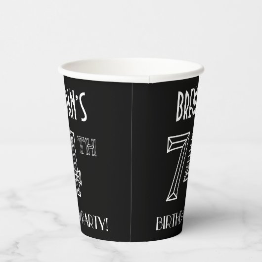74e verjaardag: Art Deco Style + aangepaste naam Papieren Bekers (Rechts)