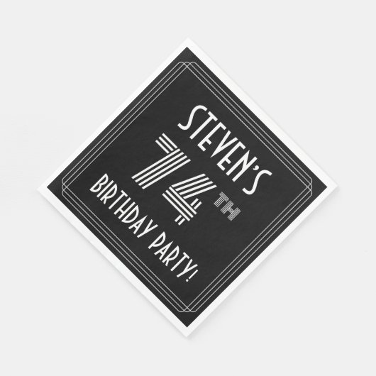 74e verjaardag: Art Deco Style + aangepaste naam Servet (Hoek)