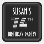 74e verjaardag: Art Deco Style en aangepaste naam Vierkante Sticker (Voorkant)