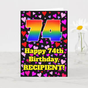 74e verjaardag: Beeldende harten Patroon, Regenboo Kaart