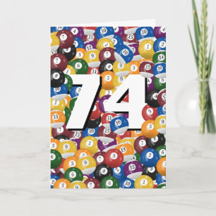 74e verjaardag biljartballen kaart