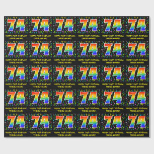74e verjaardag: Colorful Music Symbols, Rainbow 74 Cadeaupapier