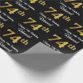 74e verjaardag: Elegant Luxe Faux Gold Look # Cadeaupapier (Hoek)