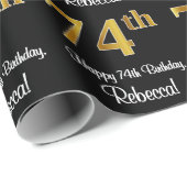 74e verjaardag: Elegant Luxe Faux Gold Look # Cadeaupapier (Rol Hoek)