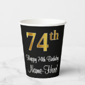 74e verjaardag - Elegante luxe Faux Gold look # Papieren Bekers (Achterkant)