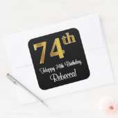 74e verjaardag - Elegante luxe Faux Gold look # Vierkante Sticker (Envelop)