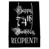 74e verjaardag: Fancy, elegant script + aangepaste Medium Cadeauzakje (Achterkant)