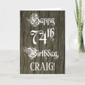 74e verjaardag: Fancy, elegante tekst; Faux Hood l Kaart (Voorkant)
