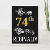 74e verjaardag — Fancy script; Faux Gold Kijk; naa Kaart (Voorkant)