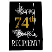 74e verjaardag ~ Fancy script; Faux Gold look; naa Medium Cadeauzakje (Achterkant)