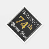 74e verjaardag — Fancy script, Faux Gold look Servet (Hoek)