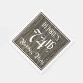 74e verjaardag — Fancy script, Faux Wood Kijk Servet (Hoek)