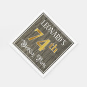 74e verjaardag — Faux Gold & Faux Wood Servet (Hoek)