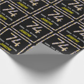 74e verjaardag: Floral Flowers Number, Custom Name Cadeaupapier (Hoek)