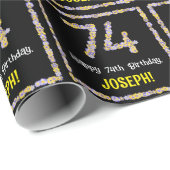74e verjaardag: Floral Flowers Number, Custom Name Cadeaupapier (Rol Hoek)