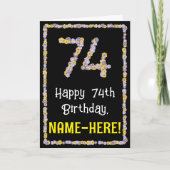 74e verjaardag: Floral Flowers Number, Custom Name Kaart (Voorkant)