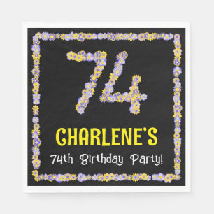 74e verjaardag: Floral Flowers Number, Custom Name Servet