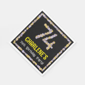 74e verjaardag: Floral Flowers Number, Custom Name Servet (Hoek)