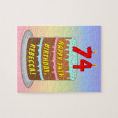 74e verjaardag: Fun Cake and Candles + Custom Name Legpuzzel (Horizontaal)
