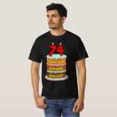 74e verjaardag — Fun Cake & Candles, w/ Eigen naam T-shirt (Voorkant volledig)