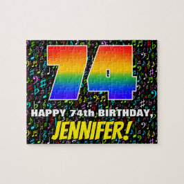 74e verjaardag — Fun, Colorful Music Symbols & "74 Legpuzzel
