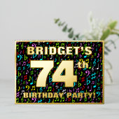 74e verjaardag — Fun, Colorful Music Symbols Folie Uitnodiging (Staand Voorkant)