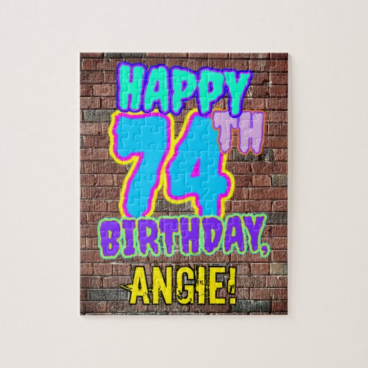 74e verjaardag ~ Fun, door Urban Graffiti geïnspir Legpuzzel (Verticaal)