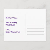 74e verjaardag: Fun Hearts-patroon, Regenboog 74 Briefkaart (Achterkant)