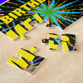 74e verjaardag: Fun, kleurrijk gevuurwerk Legpuzzel (Zijkant)