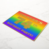 74e verjaardag: Fun, kleurrijk regenboogpatroon Folie Uitnodiging (Gedraaid)