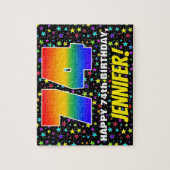 74e verjaardag — Fun, kleurrijk Star Field Pattern Legpuzzel (Verticaal)