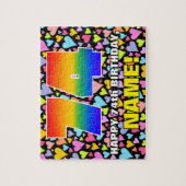74e verjaardag — Fun, liefhebbende hartvormen + "7 Legpuzzel (Verticaal)
