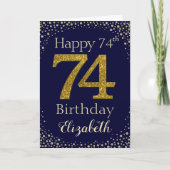74e verjaardag Gouden Glitter Card Kaart (Voorkant)