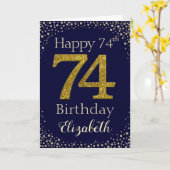 74e verjaardag Gouden Glitter Card Kaart (Gele Bloem)