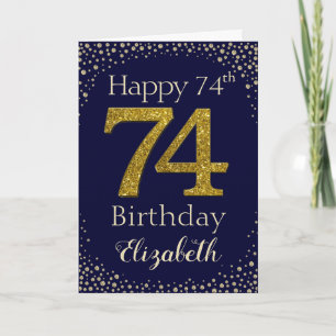 74e verjaardag Gouden Glitter Card Kaart