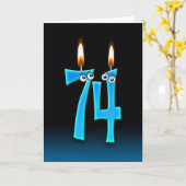 74e verjaardag kaarsen kaart (Gele Bloem)