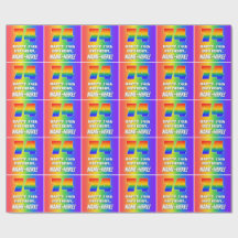 74e verjaardag: kleurrijk, vun regenboogpatroon # 