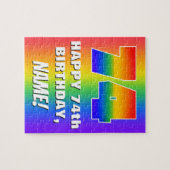 74e verjaardag: kleurrijk, vun regenboogpatroon #  legpuzzel (Horizontaal)