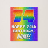 74e verjaardag: kleurrijk, vun regenboogpatroon #  legpuzzel (Verticaal)