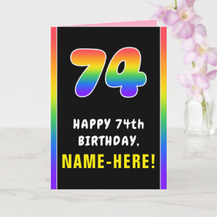 74e verjaardag: kleurrijke regenboog # 74, aangepa kaart