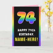 74e verjaardag: kleurrijke regenboog # 74, aangepa kaart (Gele Bloem)