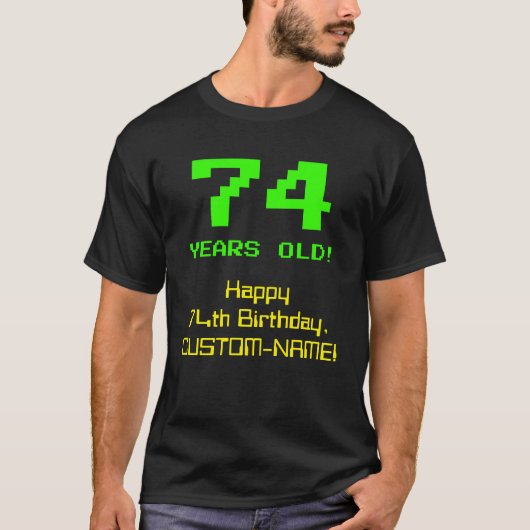 74e verjaardag: Leuk, 8-bit look, Nerdy / Geeky "7 T-shirt (Voorkant)