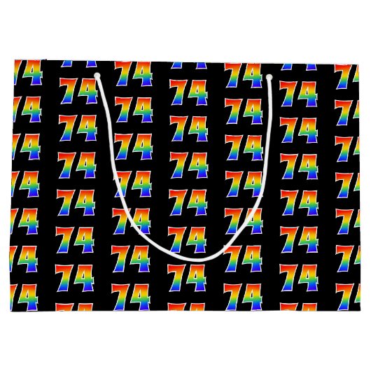 74e verjaardag: leuk regenboog evenement nummer 74 groot cadeauzakje (Achterkant)